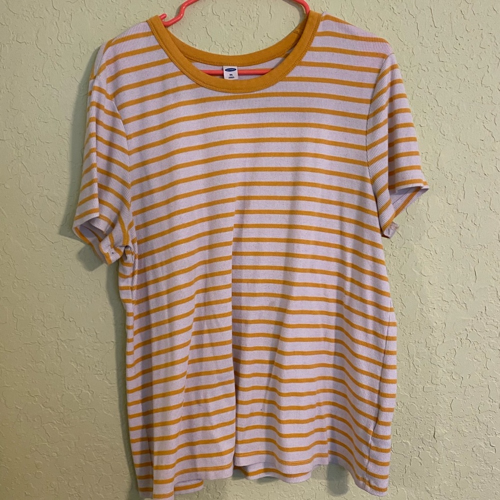 Old Navy White and Yellow Striped T-Shirt